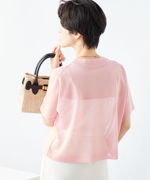 NOLLEY’S(ノーリーズ)の「《手洗い可能》シアーハイネック天竺半袖プルオーバーニット(ニット/セーター・レディース・ピンク/ベージュ/ブラック・38)」の18枚目の写真