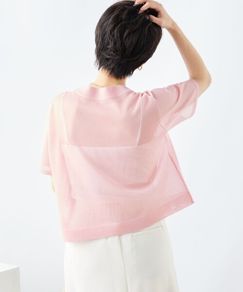 NOLLEY’S(ノーリーズ)の「《手洗い可能》シアーハイネック天竺半袖プルオーバーニット(ニット/セーター・レディース・ピンク/ベージュ/ブラック・38)」の19枚目の写真