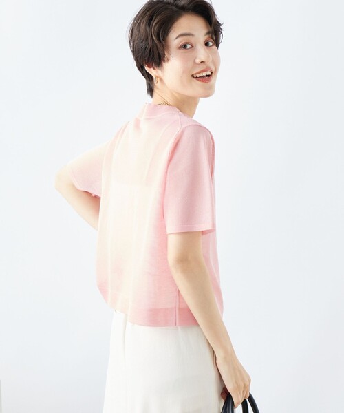 NOLLEY’S(ノーリーズ)の「《手洗い可能》シアーハイネック天竺半袖プルオーバーニット(ニット/セーター・レディース・ピンク/ベージュ/ブラック・38)」の20枚目の写真