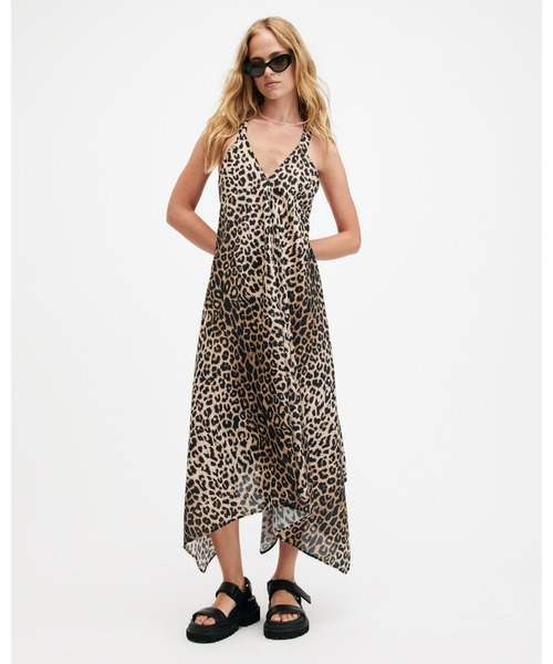 セール】LIL LEOPARD PRINT ASYMMETRIC MAXI DRESS | LIL