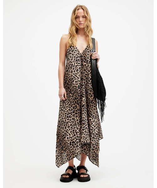 セール】LIL LEOPARD PRINT ASYMMETRIC MAXI DRESS | LIL