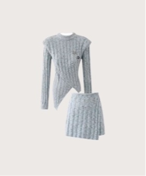 Asymmetry Padded Knit Set-Up