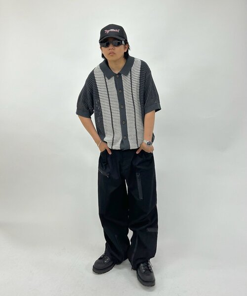 WHO'S WHO gallery（フーズフーギャラリー）の「【KOOKY'N/クーキー】メッシュニットポロ（ポロシャツ・メンズ・オレンジ/ブラック・FREE）」の4枚目の写真