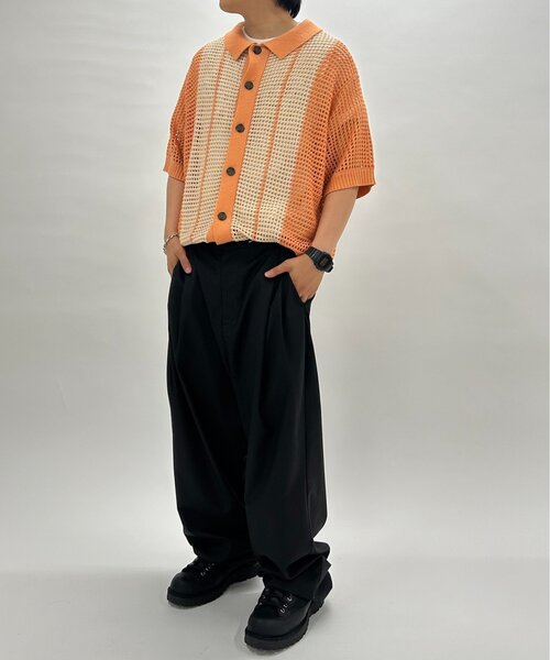 WHO'S WHO gallery（フーズフーギャラリー）の「【KOOKY'N/クーキー】メッシュニットポロ（ポロシャツ・メンズ・オレンジ/ブラック・FREE）」の15枚目の写真