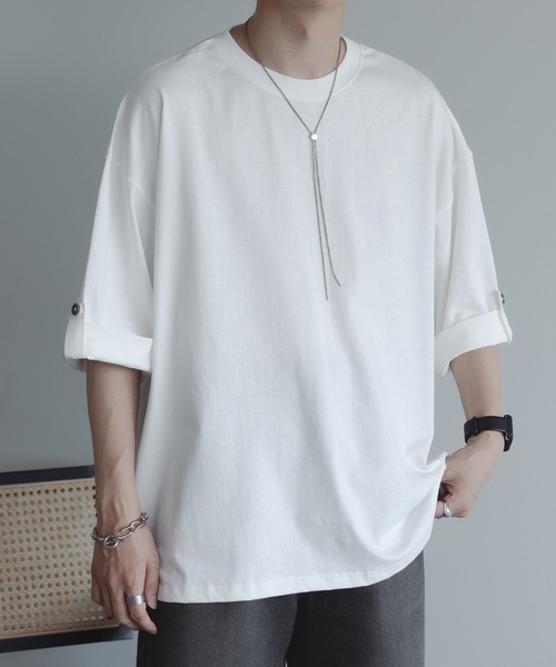 epnok（エプノック）の「ロールアップコクーンTee（Tシャツ/カットソー・メンズ・ブラック/モスグリーン/オフホワイト・MEDIUM/LARGE）」の4枚目の写真