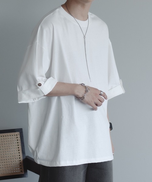 epnok（エプノック）の「ロールアップコクーンTee（Tシャツ/カットソー・メンズ・ブラック/モスグリーン/オフホワイト・MEDIUM/LARGE）」の8枚目の写真