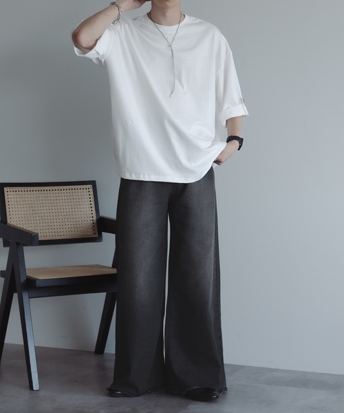 epnok（エプノック）の「ロールアップコクーンTee（Tシャツ/カットソー・メンズ・ブラック/モスグリーン/オフホワイト・MEDIUM/LARGE）」の10枚目の写真