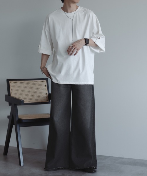 epnok（エプノック）の「ロールアップコクーンTee（Tシャツ/カットソー・メンズ・ブラック/モスグリーン/オフホワイト・MEDIUM/LARGE）」の11枚目の写真