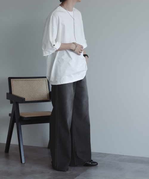 epnok（エプノック）の「ロールアップコクーンTee（Tシャツ/カットソー・メンズ・ブラック/モスグリーン/オフホワイト・MEDIUM/LARGE）」の14枚目の写真