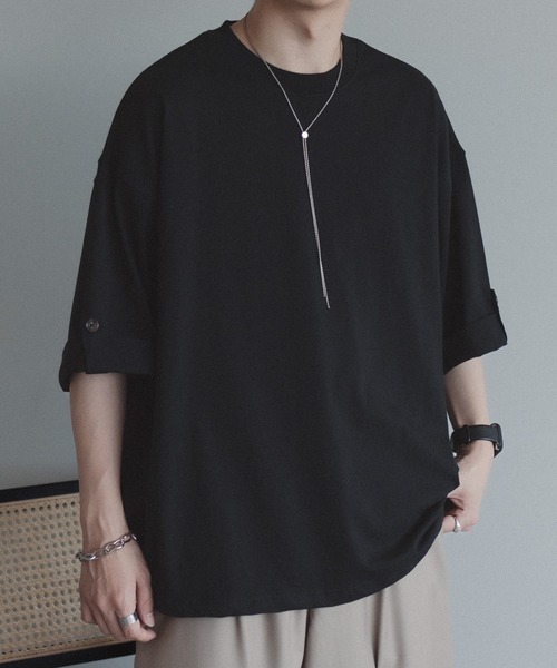 epnok（エプノック）の「ロールアップコクーンTee（Tシャツ/カットソー・メンズ・ブラック/モスグリーン/オフホワイト・MEDIUM/LARGE）」の16枚目の写真