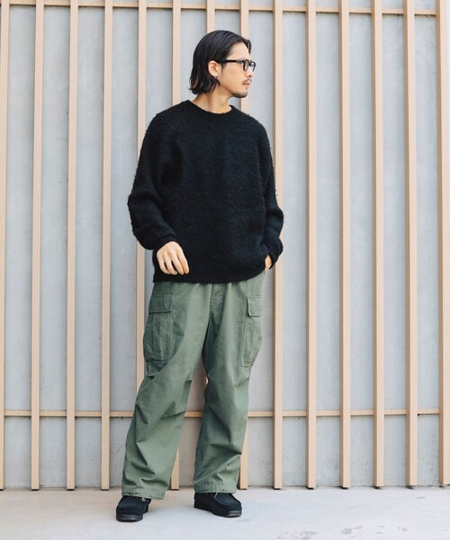 B:MING by BEAMS（ビーミングバイビームス）の「ダブル ジャカード モヘヤ ニット（ニット/セーター・メンズ・ブラック/オリーブ/ネイビー・SMALL/MEDIUM/LARGE/X-LARGE）」の4枚目の写真