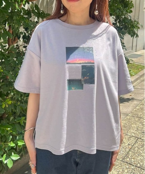 axes femme（アクシーズファム）の「星空プリント吸水速乾Ｔシャツ（Tシャツ/カットソー・レディース・ラベンダー/ネイビー/ブルーグリーン/ホワイト・FREE）」の4枚目の写真