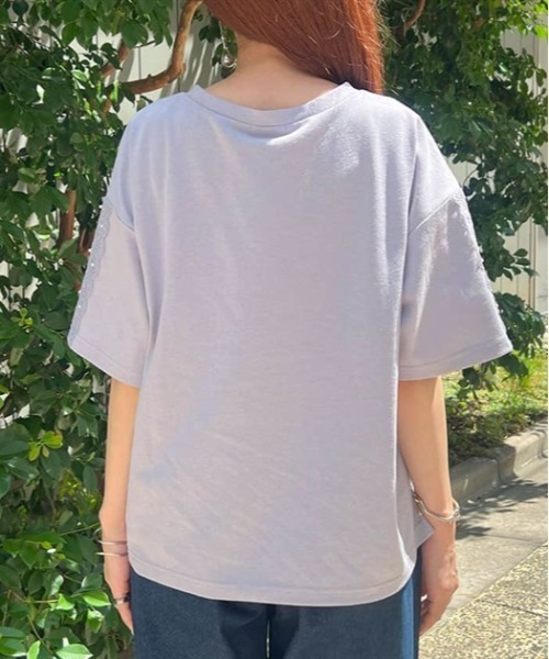 axes femme（アクシーズファム）の「星空プリント吸水速乾Ｔシャツ（Tシャツ/カットソー・レディース・ラベンダー/ネイビー/ブルーグリーン/ホワイト・FREE）」の10枚目の写真