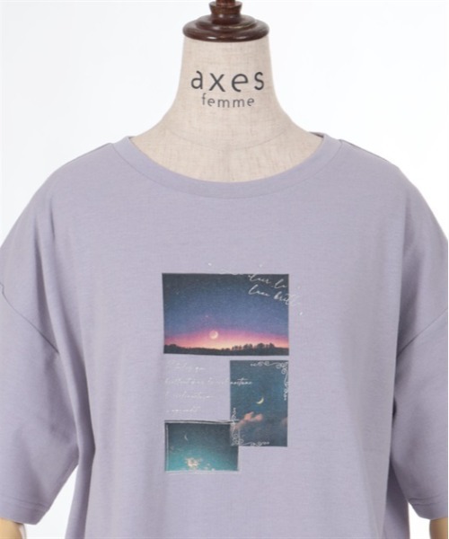axes femme（アクシーズファム）の「星空プリント吸水速乾Ｔシャツ（Tシャツ/カットソー・レディース・ラベンダー/ネイビー/ブルーグリーン/ホワイト・FREE）」の6枚目の写真