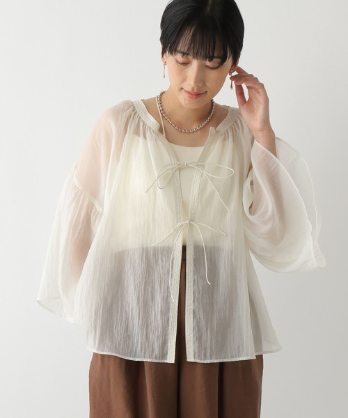 LEPSIM（レプシィム）の「シアーリボン5分袖ブラウス　132421（シャツ/ブラウス・レディース・ブラック/オフホワイト/イエロー・FREE）」の9枚目の写真