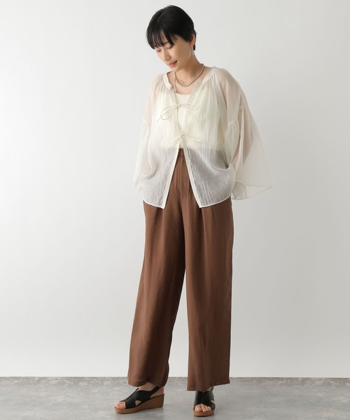 LEPSIM（レプシィム）の「シアーリボン5分袖ブラウス　132421（シャツ/ブラウス・レディース・ブラック/オフホワイト/イエロー・FREE）」の6枚目の写真