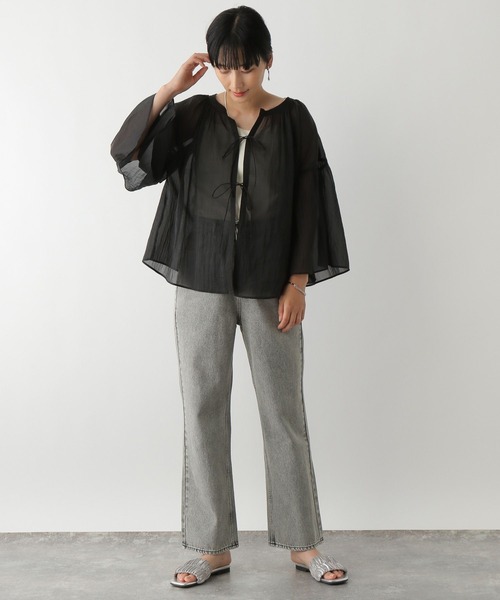 LEPSIM（レプシィム）の「シアーリボン5分袖ブラウス　132421（シャツ/ブラウス・レディース・ブラック/オフホワイト/イエロー・FREE）」の22枚目の写真