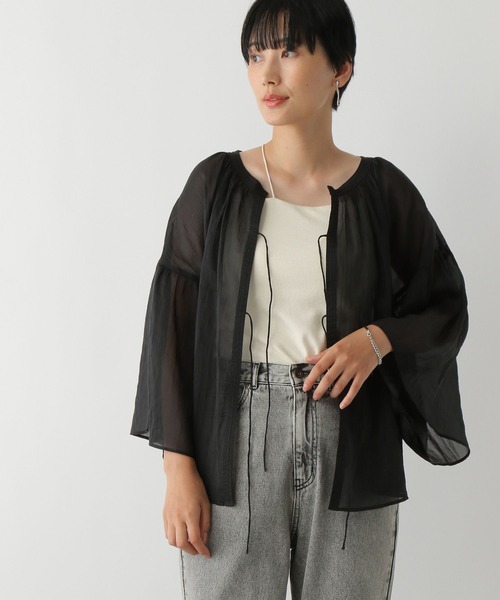 LEPSIM（レプシィム）の「シアーリボン5分袖ブラウス　132421（シャツ/ブラウス・レディース・ブラック/オフホワイト/イエロー・FREE）」の21枚目の写真