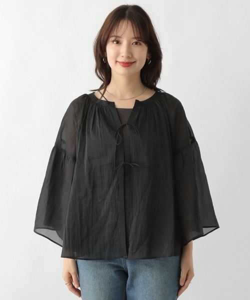 LEPSIM（レプシィム）の「シアーリボン5分袖ブラウス　132421（シャツ/ブラウス・レディース・ブラック/オフホワイト/イエロー・FREE）」の12枚目の写真