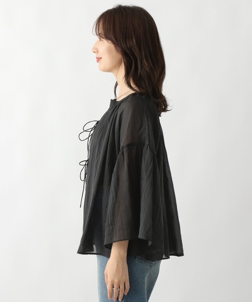 LEPSIM（レプシィム）の「シアーリボン5分袖ブラウス　132421（シャツ/ブラウス・レディース・ブラック/オフホワイト/イエロー・FREE）」の11枚目の写真