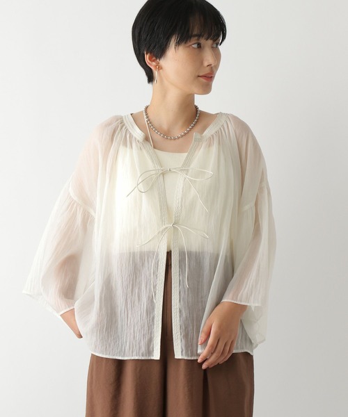 LEPSIM（レプシィム）の「シアーリボン5分袖ブラウス　132421（シャツ/ブラウス・レディース・ブラック/オフホワイト/イエロー・FREE）」の10枚目の写真