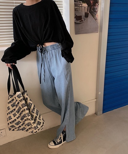 c.u.l（シーユーエル）の「裾ドロスト ショート丈 ロンＴ culw718（Tシャツ/カットソー・レディース・ブラック/ホワイト/グレー・FREE）」の11枚目の写真