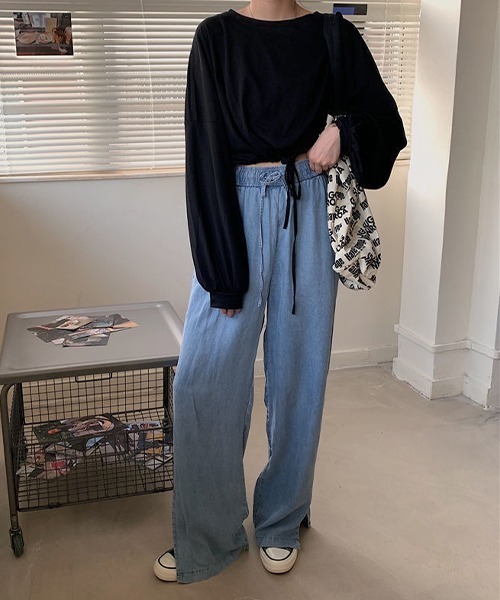 c.u.l（シーユーエル）の「裾ドロスト ショート丈 ロンＴ culw718（Tシャツ/カットソー・レディース・ブラック/ホワイト/グレー・FREE）」の15枚目の写真