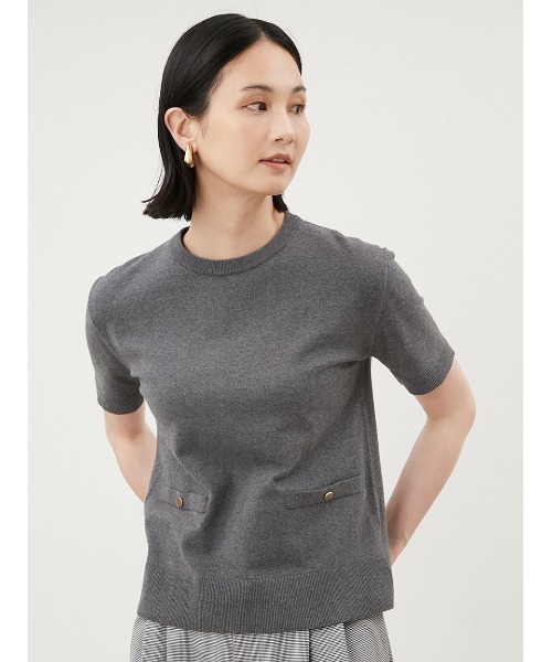 Mila Owen（ミラオーウェン）の「金釦ポケットデザイン5分袖