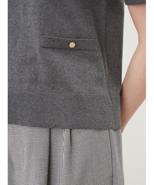 Mila Owen（ミラオーウェン）の「金釦ポケットデザイン5分袖ニットプル