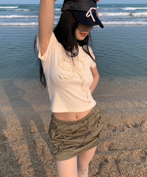Vipoa(ヴィポア)の「frill ribbon chibi tee(Tシャツ/カットソー・レディース・アイボリー/グレー・FREE)」の19枚目の写真