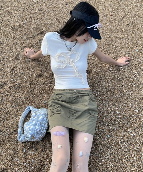 Vipoa(ヴィポア)の「frill ribbon chibi tee(Tシャツ/カットソー・レディース・アイボリー/グレー・FREE)」の17枚目の写真