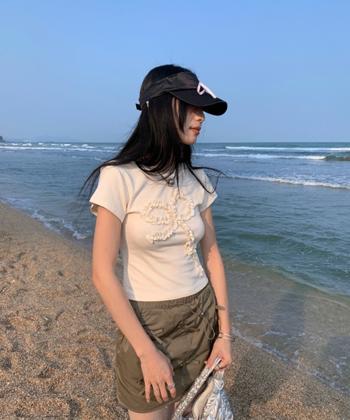 Vipoa(ヴィポア)の「frill ribbon chibi tee(Tシャツ/カットソー・レディース・アイボリー/グレー・FREE)」の14枚目の写真