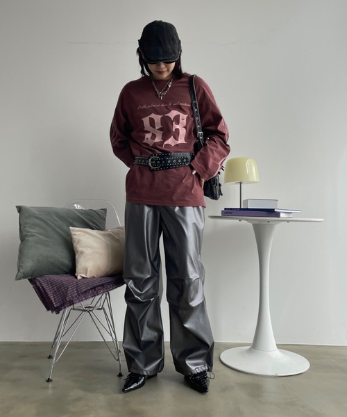 SHAGGIE（シャギー）の「レザールーズジョガーパンツ（その他パンツ・レディース・グレー/ブラック・FREE）」の9枚目の写真