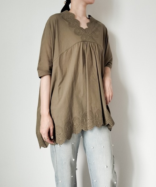 スカラップブラウス/ブラック【残りわずか】 | TOPS | OBLI