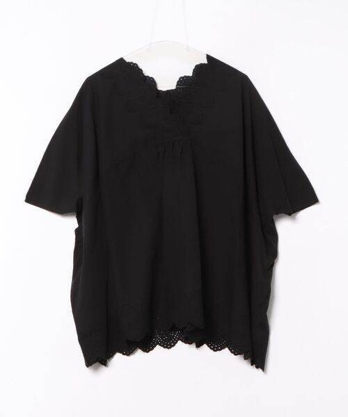 スカラップブラウス/ブラック【残りわずか】 | TOPS | OBLI