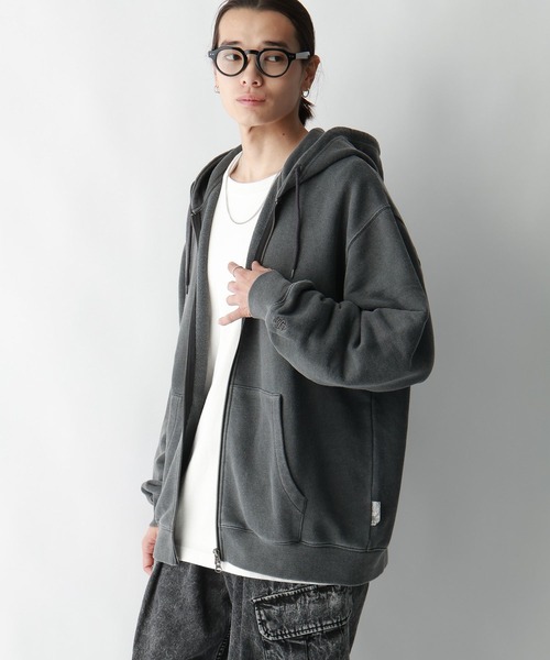 RAGEBLUE（レイジブルー）の「【SIGNAL SPORTS】ワンポイント刺繍/ピグメントダブルジップパーカー（パーカー・メンズ・アッシュグレー/グレー/オリーブ・MEDIUM/LARGE）」の10枚目の写真