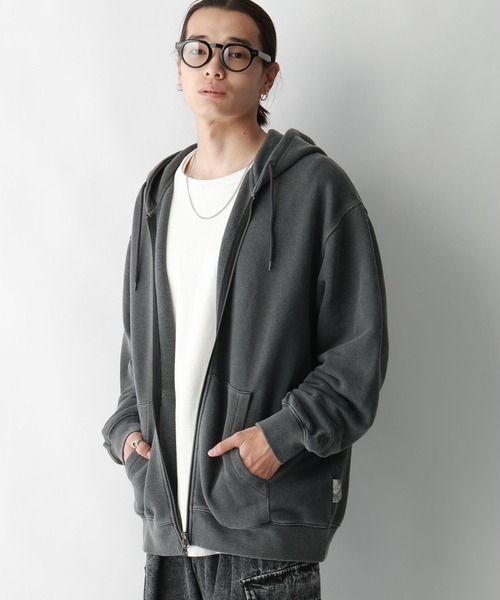 RAGEBLUE（レイジブルー）の「【SIGNAL SPORTS】ワンポイント刺繍/ピグメントダブルジップパーカー（パーカー・メンズ・アッシュグレー/グレー/オリーブ・MEDIUM/LARGE）」の12枚目の写真