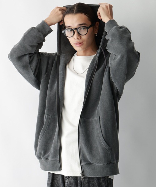 RAGEBLUE（レイジブルー）の「【SIGNAL SPORTS】ワンポイント刺繍/ピグメントダブルジップパーカー（パーカー・メンズ・アッシュグレー/グレー/オリーブ・MEDIUM/LARGE）」の13枚目の写真