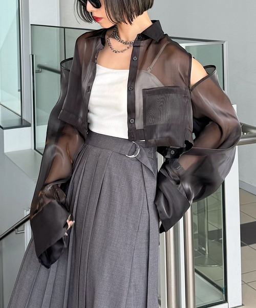 PAGEBOY（ページボーイ）の「長袖シャツ（シャツ/ブラウス・レディース・グレー・FREE）」の2枚目の写真