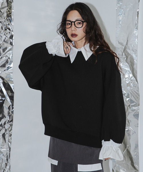 2WAYフリルドッキングボンディングスウェット（スウェット）｜bohmal