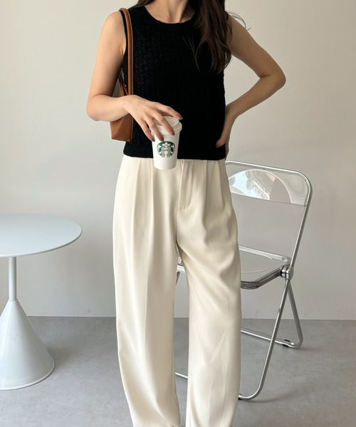 Eclat one(エクラワン)の「【Eclat one】かぎ針編み メッシュ ノースリーブ ニット(ニット/セーター・レディース・レッド/ライトブルー/ブラック/アイボリー・FREE)」の14枚目の写真