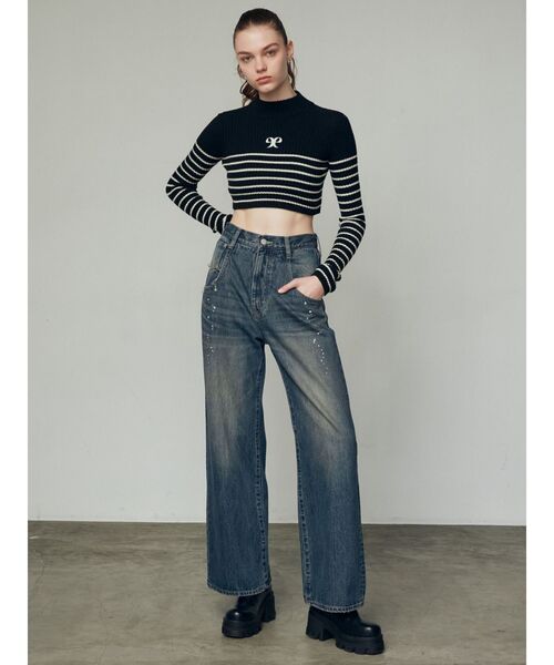 EMODA（エモダ）の「ハイネッククロップロゴニット（ニット/セーター・レディース・レッド/グレー/ブラック/アイボリー・FREE）」の9枚目の写真