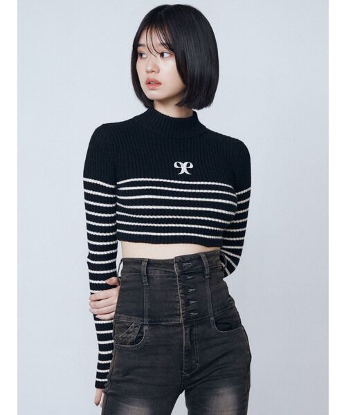 EMODA（エモダ）の「ハイネッククロップロゴニット（ニット/セーター・レディース・レッド/グレー/ブラック/アイボリー・FREE）」の18枚目の写真