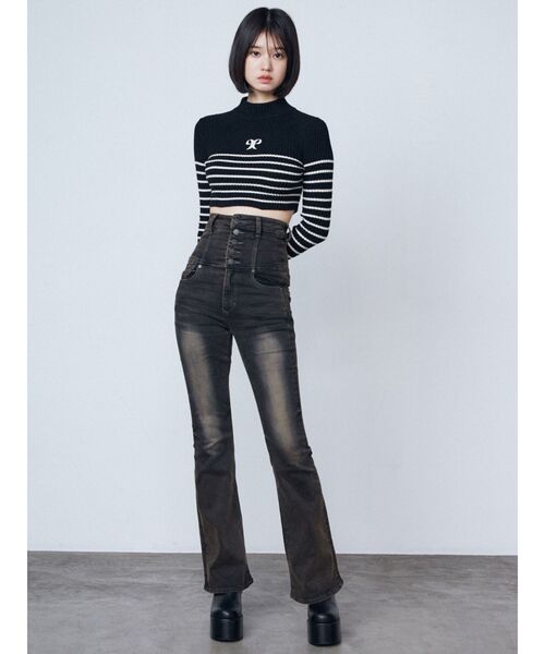 EMODA（エモダ）の「ハイネッククロップロゴニット（ニット/セーター・レディース・レッド/グレー/ブラック/アイボリー・FREE）」の19枚目の写真