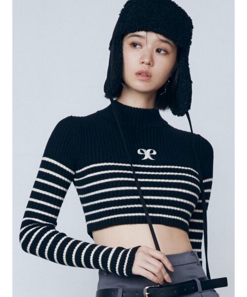 EMODA（エモダ）の「ハイネッククロップロゴニット（ニット/セーター・レディース・レッド/グレー/ブラック/アイボリー・FREE）」の21枚目の写真