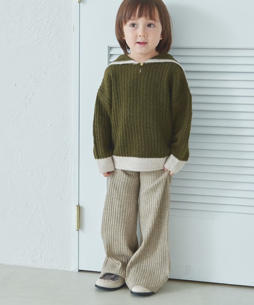 pairmanon(ペアマノン)の「セーラーカラー ニット(ニット/セーター・キッズ・ベージュ/アイボリー/カーキ・S/M/L/XS)」の3枚目の写真