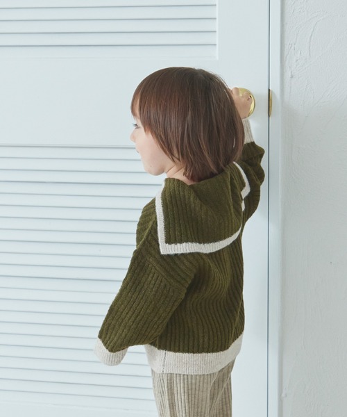 pairmanon(ペアマノン)の「セーラーカラー ニット(ニット/セーター・キッズ・ベージュ/アイボリー/カーキ・S/M/L/XS)」の10枚目の写真