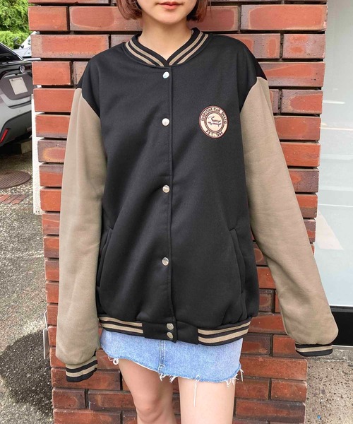 セール】裏起毛 ワッペン付きスウェットスタジャン（スタジャン