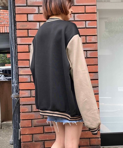 セール】裏起毛 ワッペン付きスウェットスタジャン（スタジャン