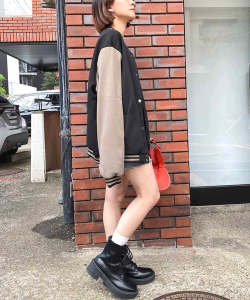 NANEA(ナネア)の「裏起毛 ワッペン付きスウェットスタジャン(スタジャン・レディース・ブラック/ブラウン・X-LARGE/XX-LARGE)」の6枚目の写真